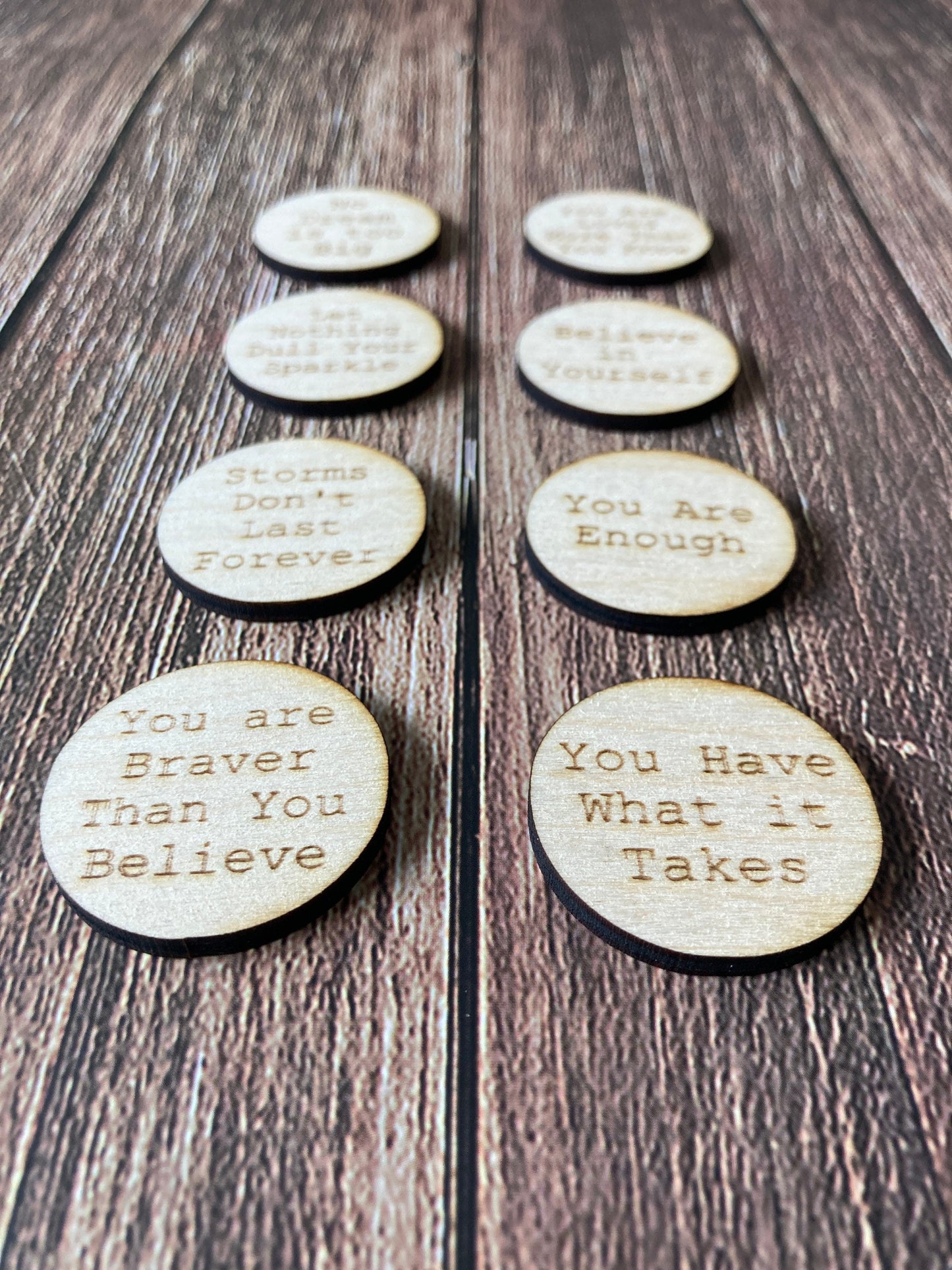 Personalised Wooden Hug Tokens (Confidence Coins) for Uplifting and Comforting Gifts