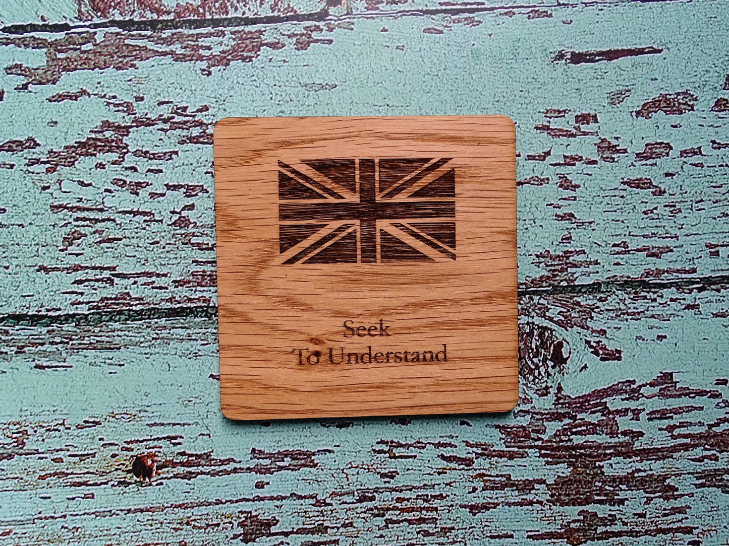 Wooden Coasters With English Proverbs, British Gift, Oak Coasters