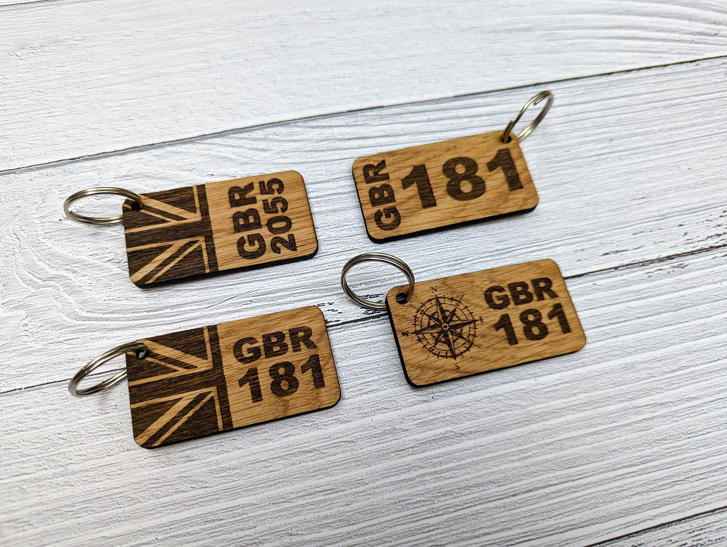 Sailing Keyrings, Personalised With Sail Number, Sailing Gift, Oak