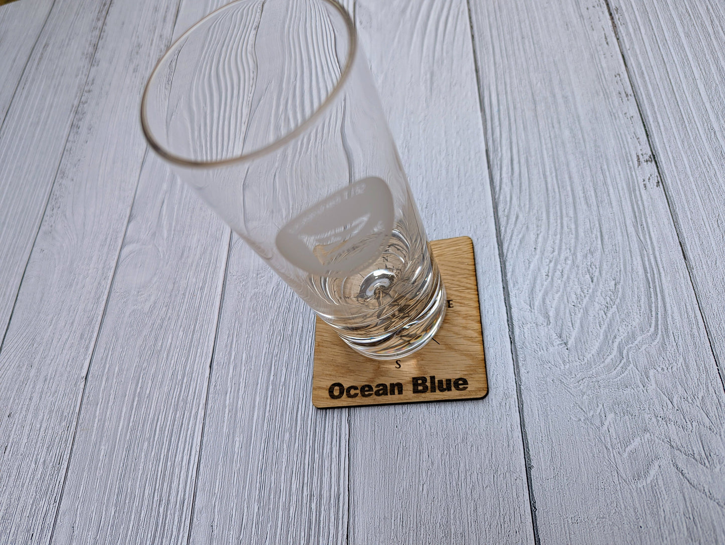 Personalised Sailing Coasters, Compass & Name OR Number, Pack of 6 Oak Veneered Coasters