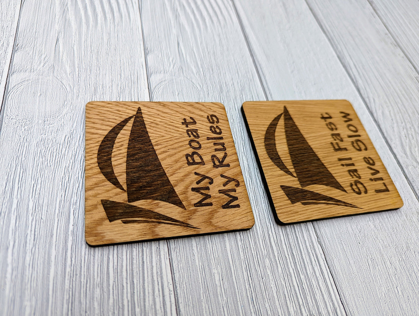 Sailing Coasters, Choice of Sailing Slogan, Pack of 6 Coasters