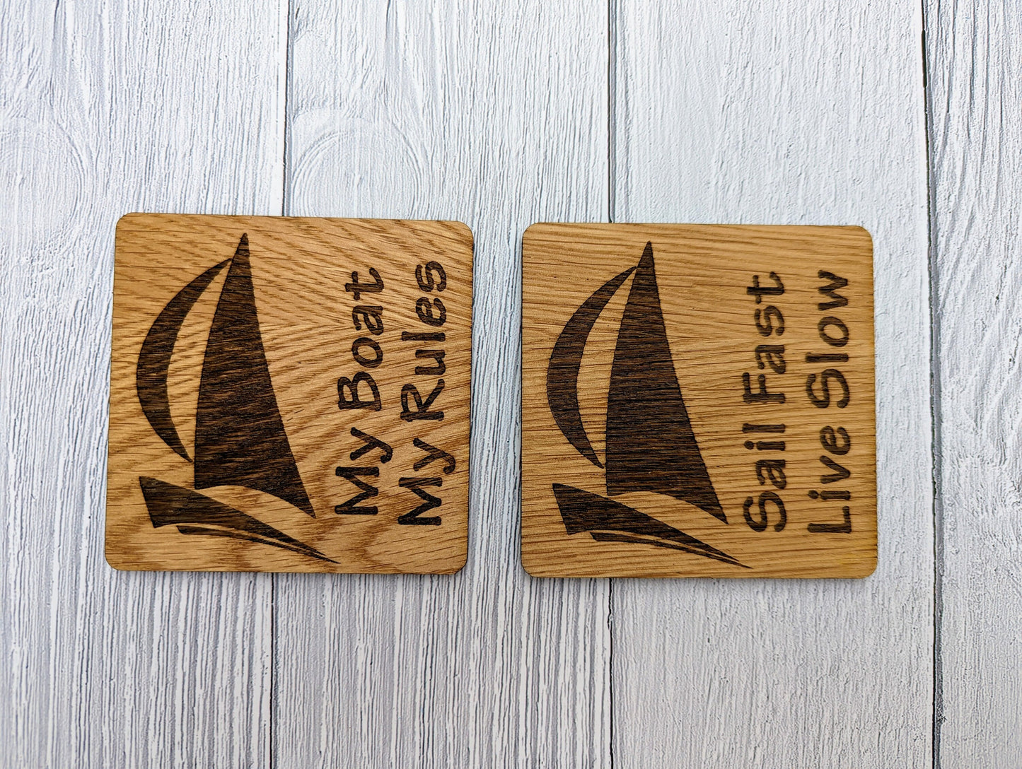 Sailing Coasters, Choice of Sailing Slogan, Pack of 6 Coasters