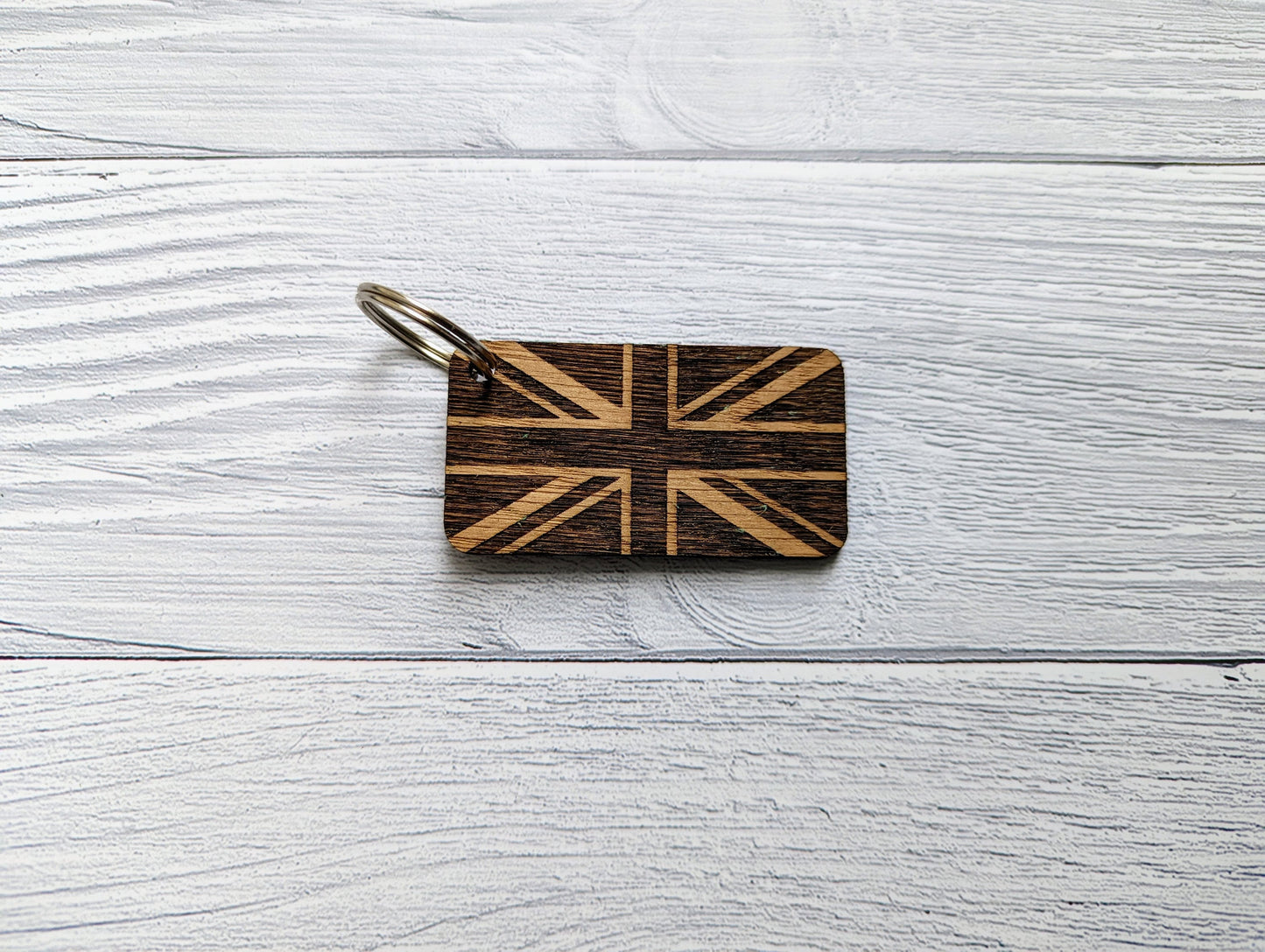 Patriotic Wooden Flag Keyrings, Union Jack, Welsh, Scottish, Irish & English Gifts, Oak