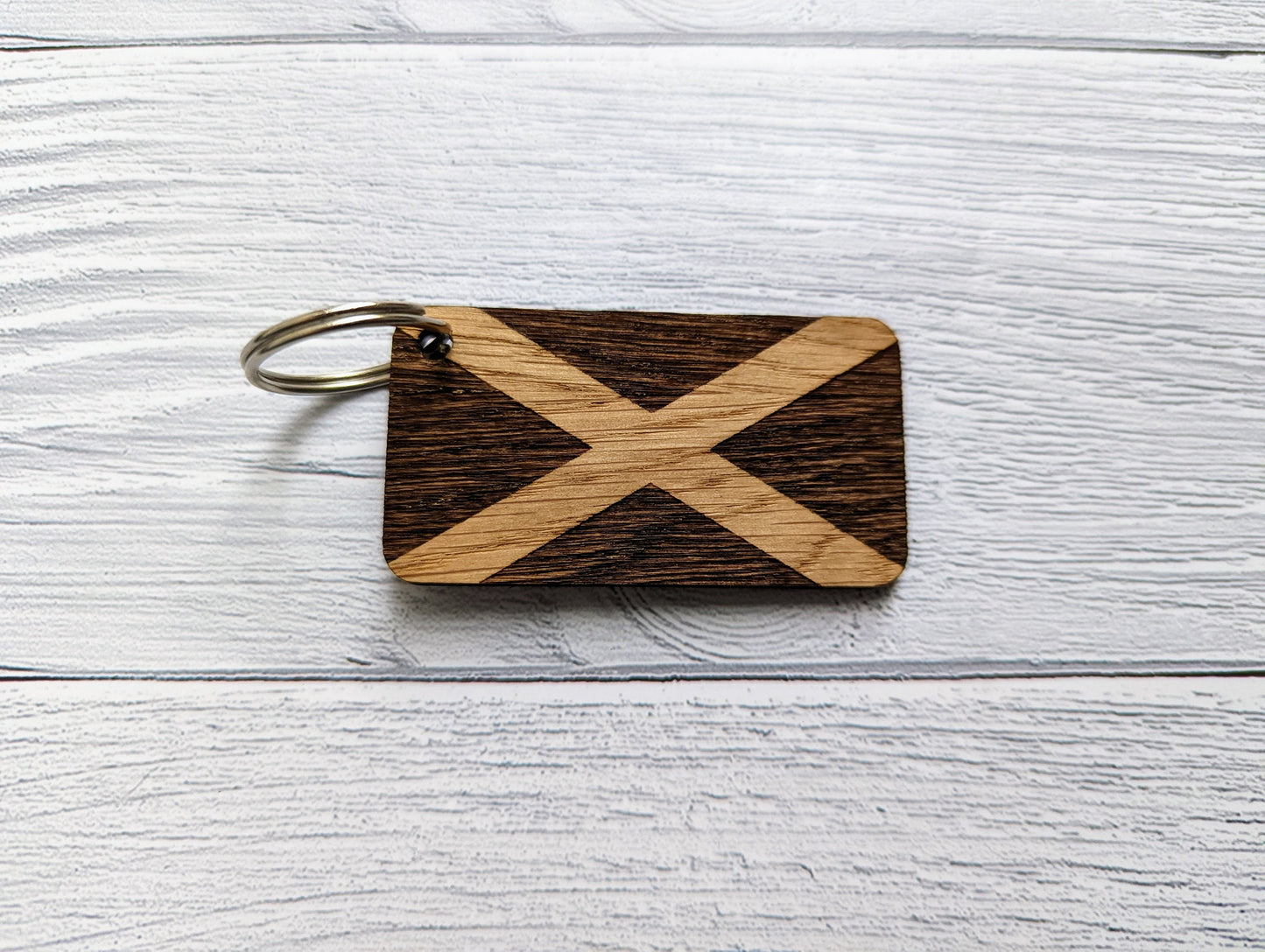 Patriotic Wooden Flag Keyrings, Union Jack, Welsh, Scottish, Irish & English Gifts, Oak