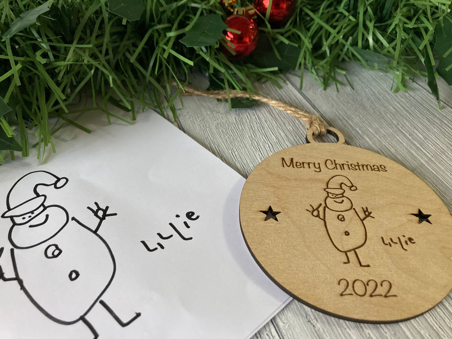 Design Your Own Bauble | Your Drawing Engraved On A Bauble | Christmas Baubles For Kids | Personalised Christmas Decoration