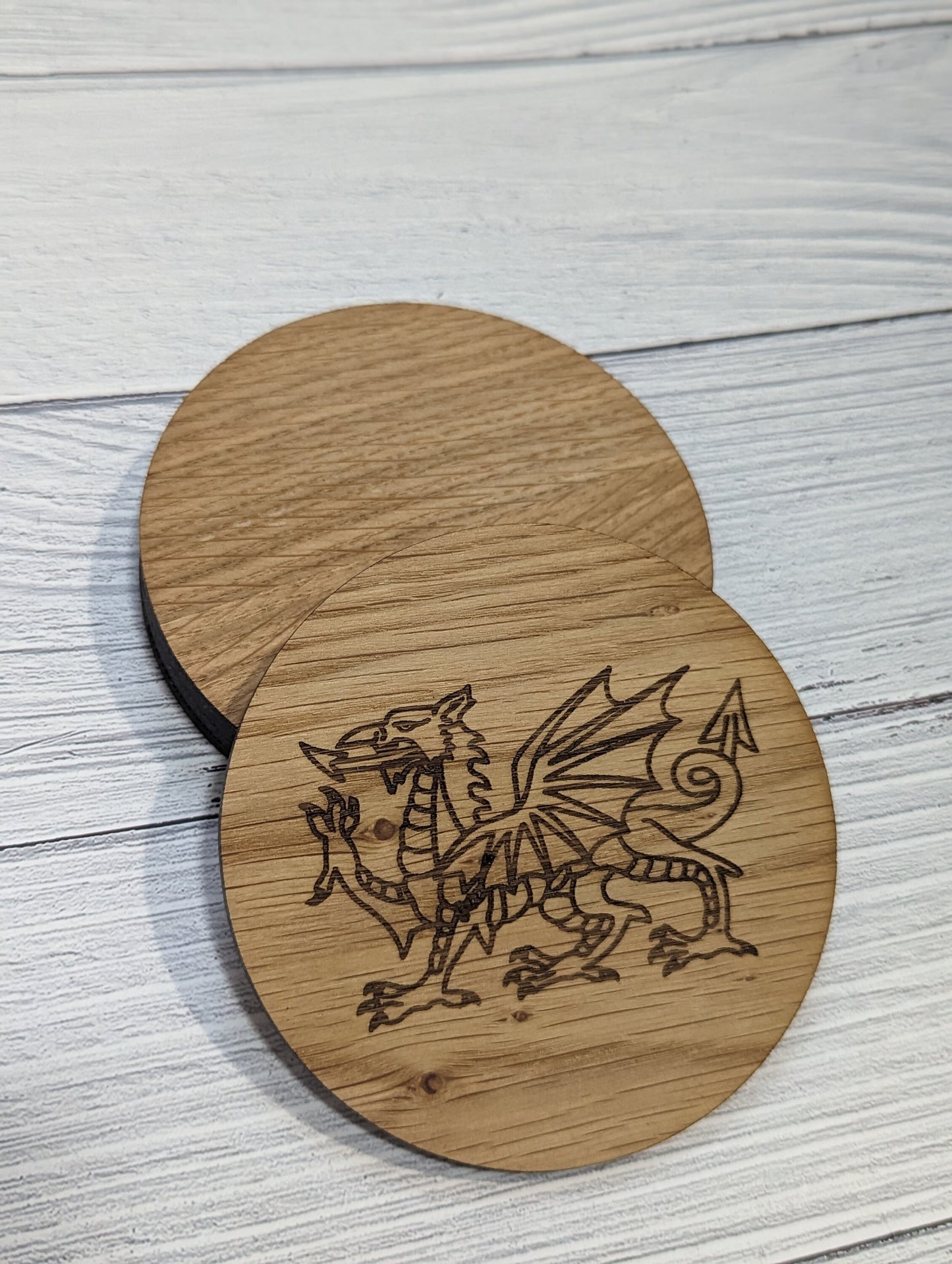 Wales Coasters, Welsh Gift, Welsh Coasters, Oak