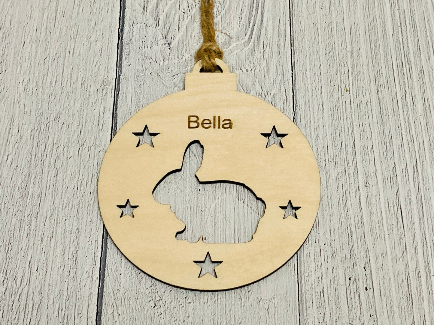 Personalised Rabbit Bauble | Custom Christmas Decoration | Wooden Bunny Gift