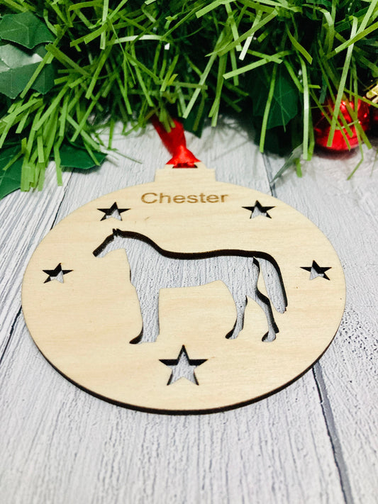 Personalised Horse Bauble | Custom Christmas Decoration | Wooden Pony Gift