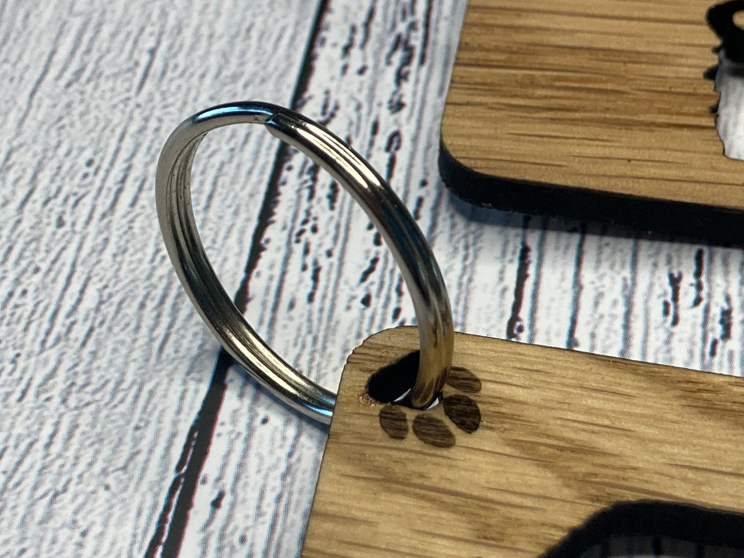 Personalised Dog Keyrings, Engraved Wooden Pet Keyring, Gift For Dog Owner, Oak