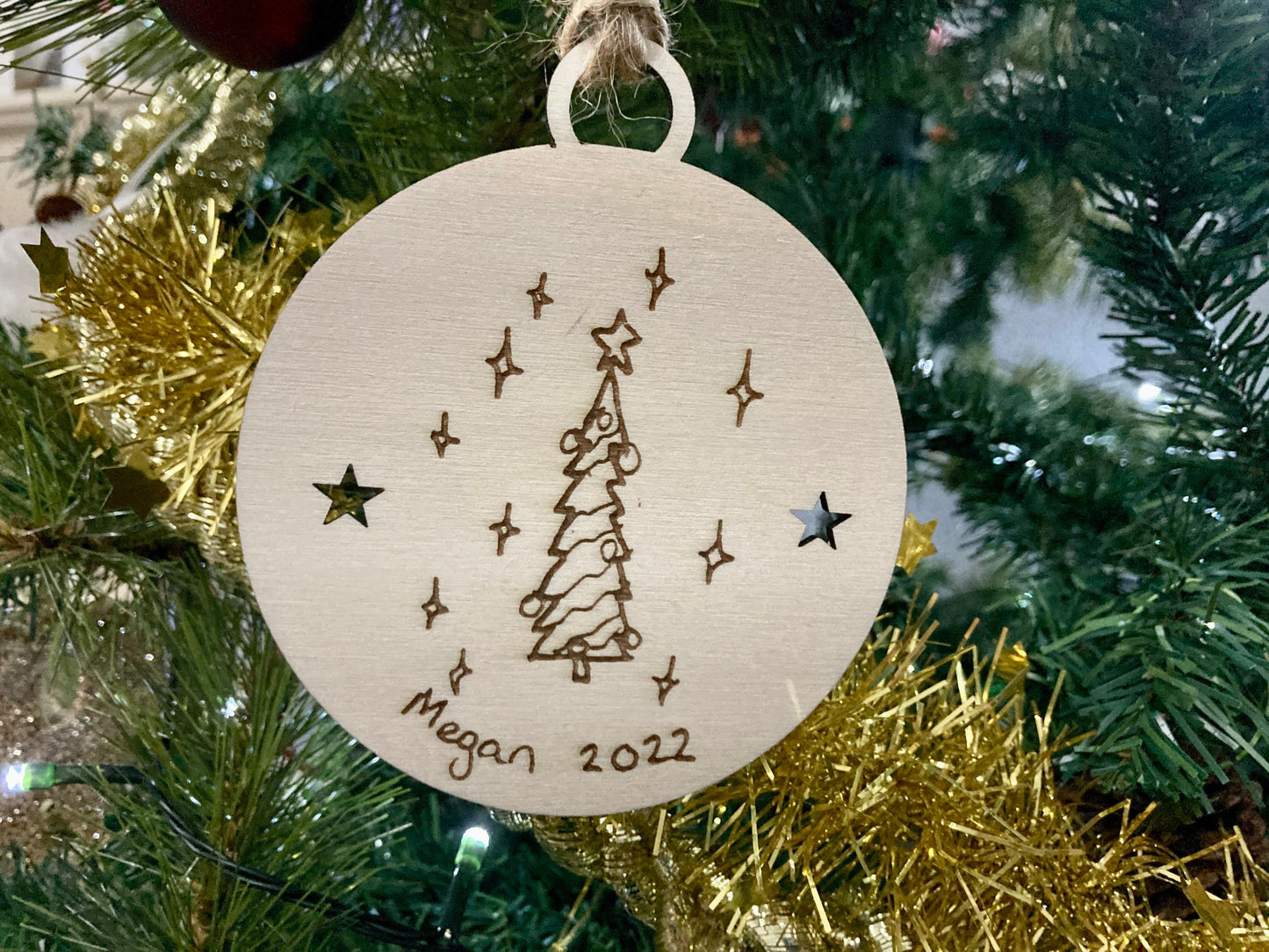 Design Your Own Bauble | Your Drawing Engraved On A Bauble | Christmas Baubles For Kids | Personalised Christmas Decoration