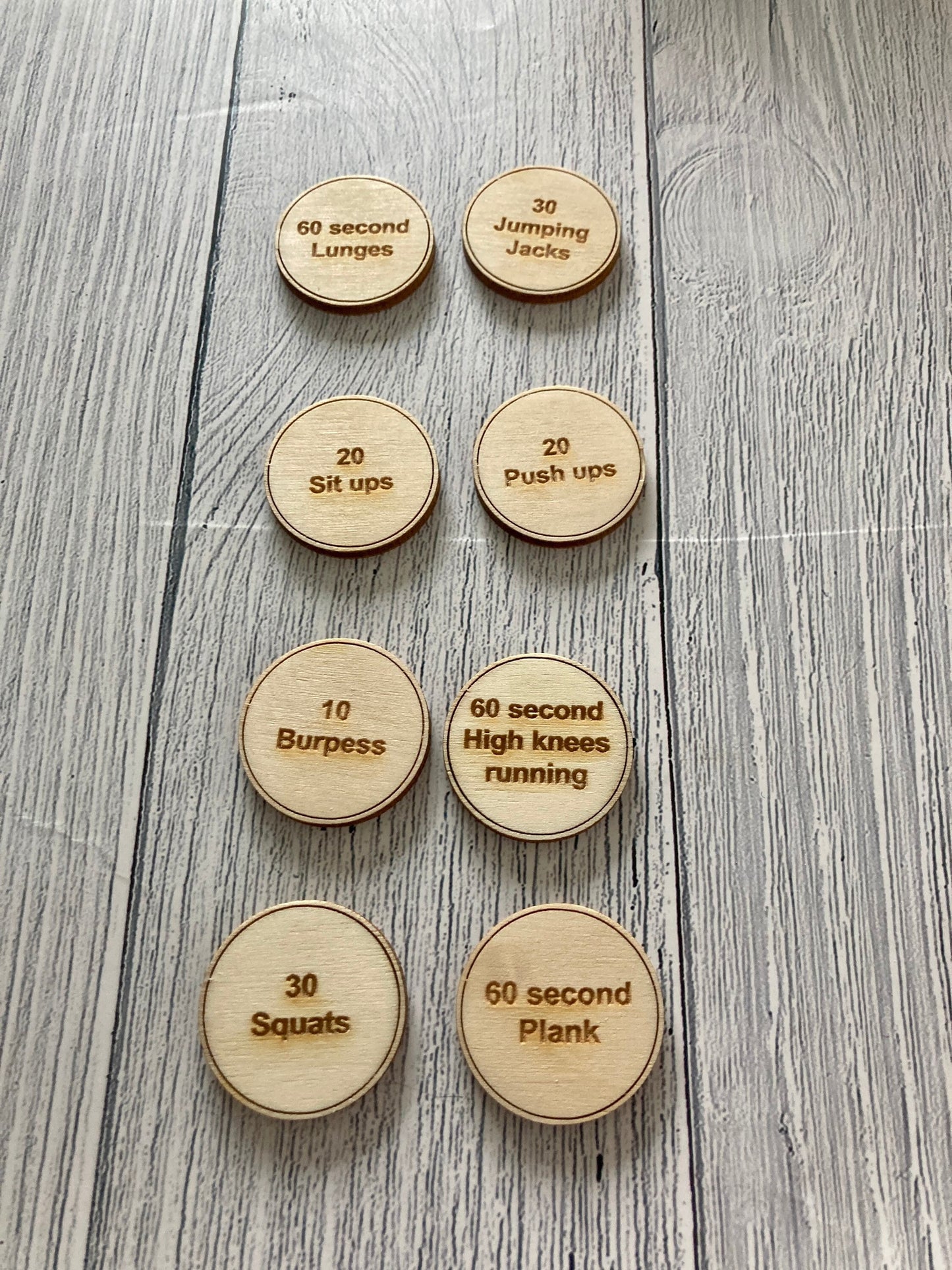 Wooden Fitness Motivation Coins: Daily Exercise Inspiration - Sustainable Birch Tokens - Personalised Workout Reminders - Eco-Friendly Gift