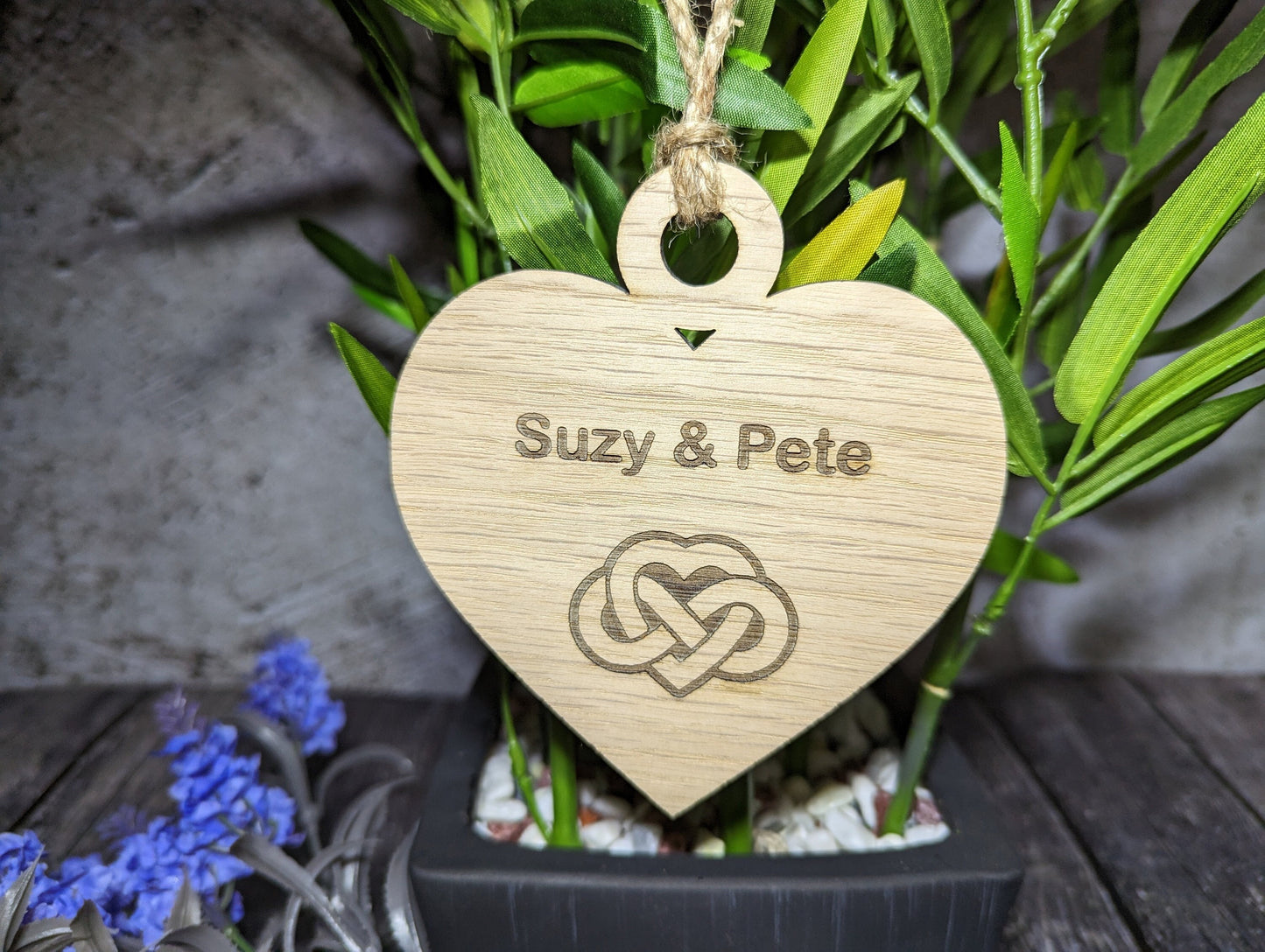 Wooden Personalised Valentine Gift, Heart Shaped Love Infinity Bauble, Romantic Gift, Oak