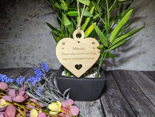 Keepsake Heart Shaped Bauble, Memorial Plaque In Memory