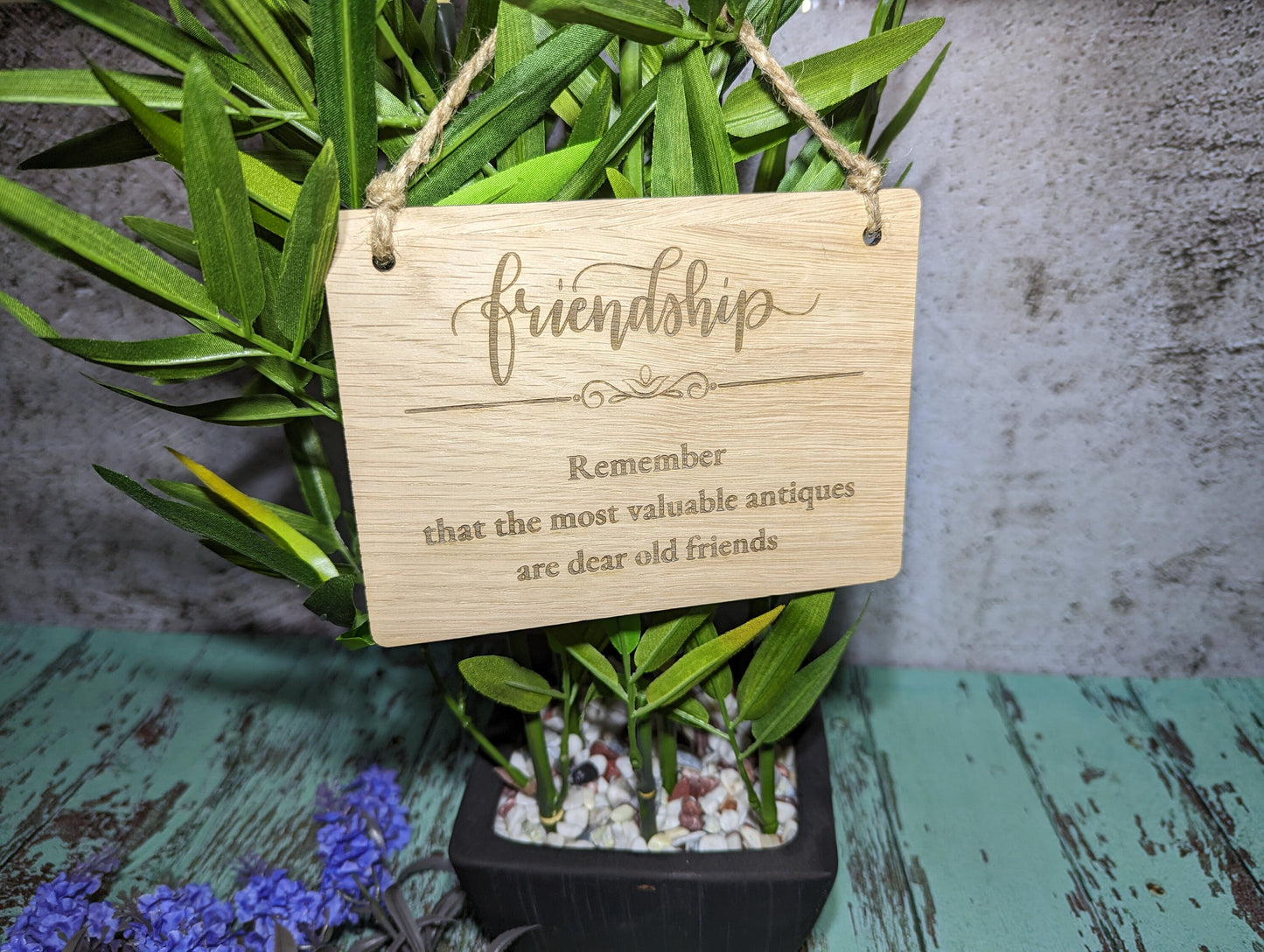 Wooden Friendship Sign, Personalised Wooden Hanging Sign, Best Friend Gift, Oak
