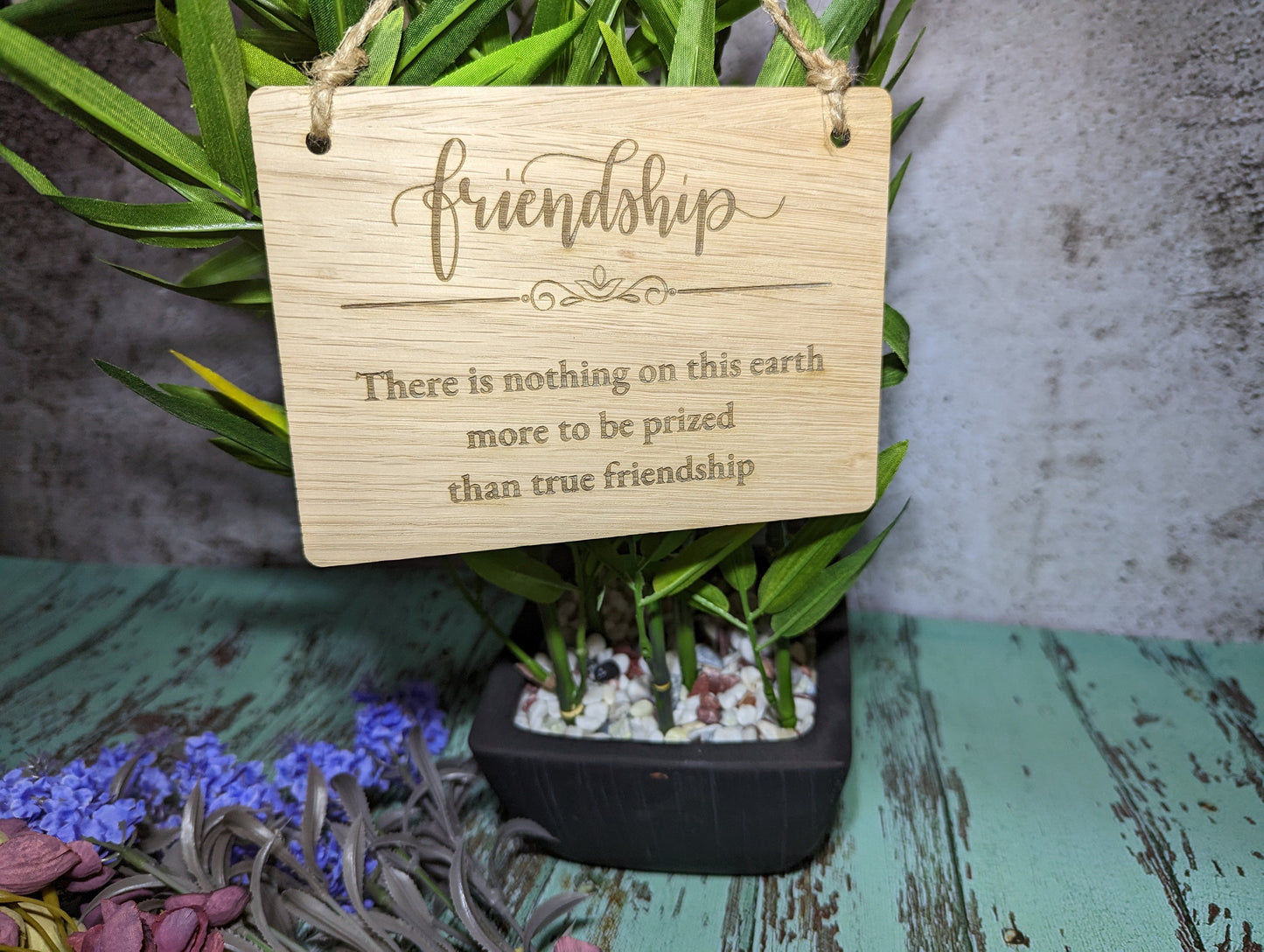 Wooden Friendship Sign, Personalised Wooden Hanging Sign, Best Friend Gift, Oak