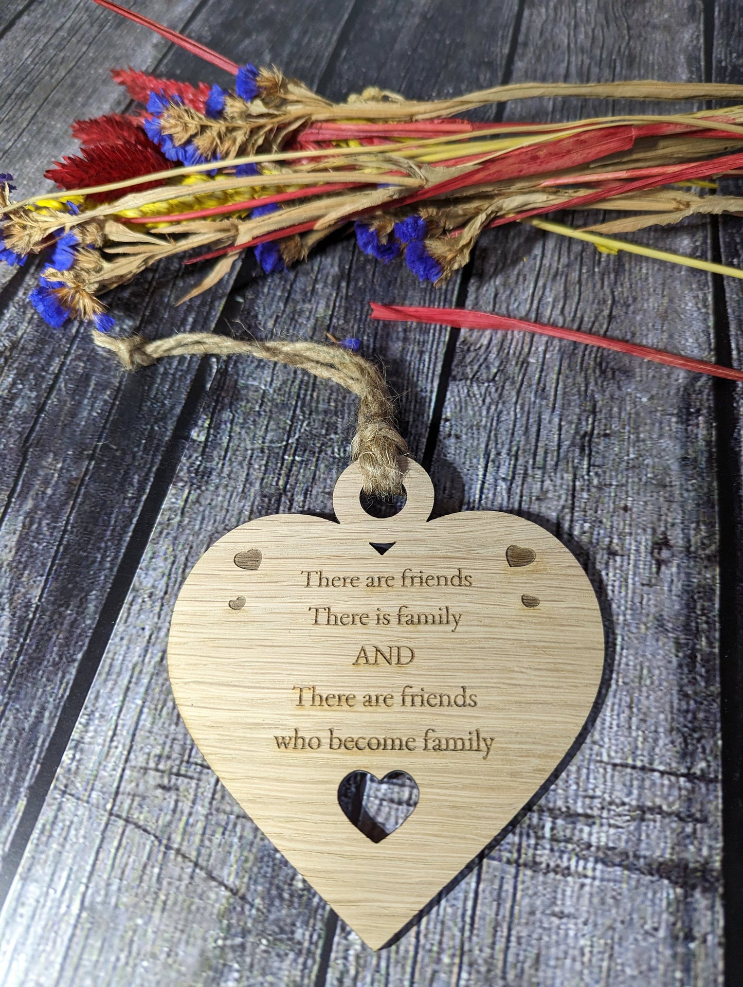 Friends Heart Shaped Sign, Friend Gift, Choice of Quote, Oak