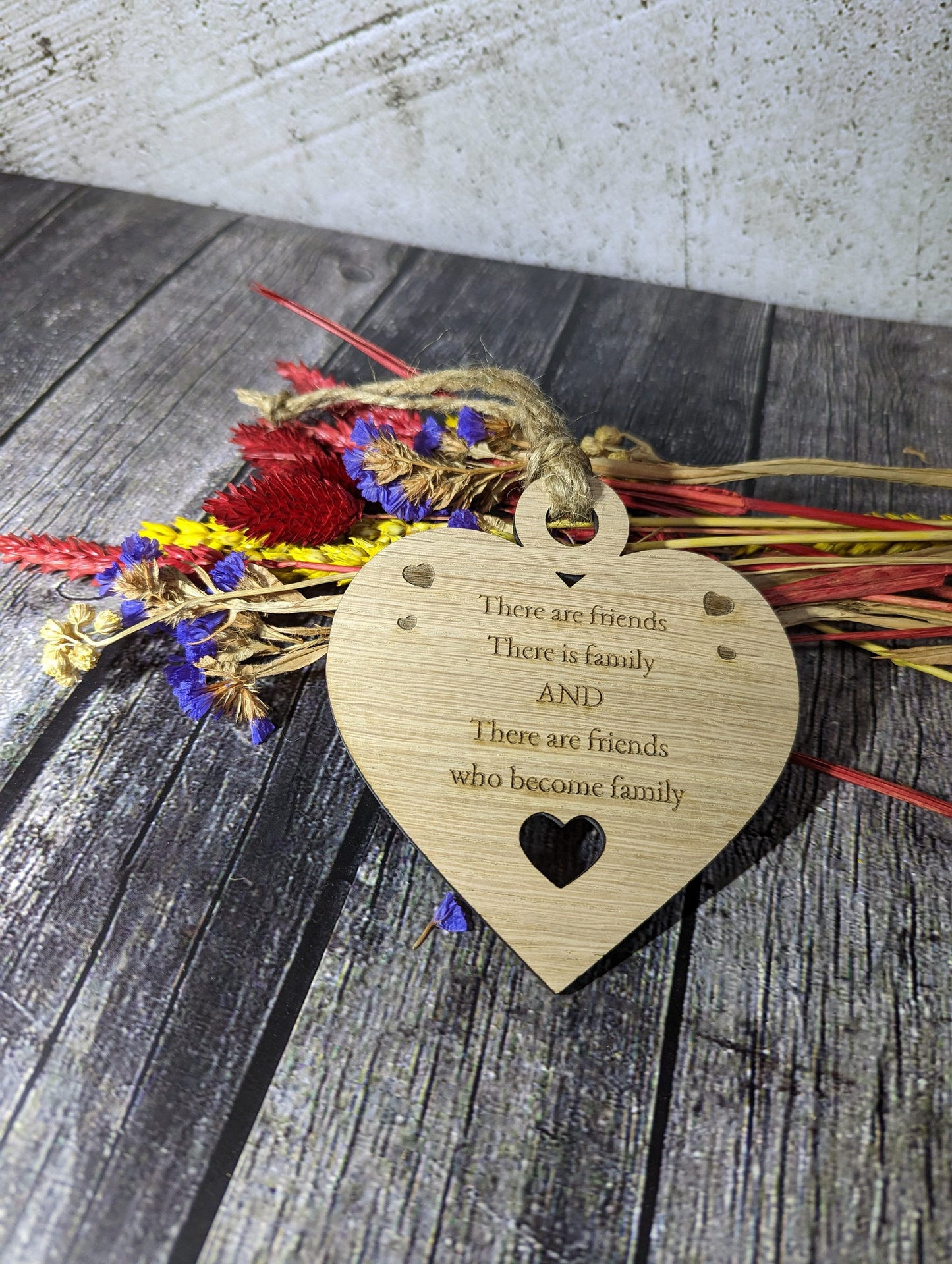 Friends Heart Shaped Sign, Friend Gift, Choice of Quote, Oak