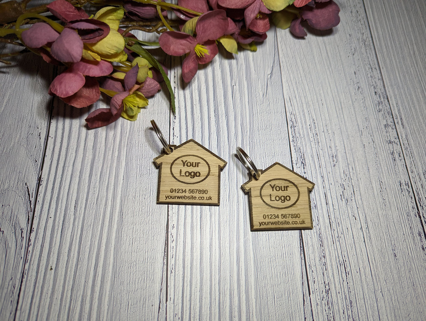 Personalised Estate Agent Keyrings - Logo Keyrings - Sustainable Wood - Discounts Available for Bulk Orders