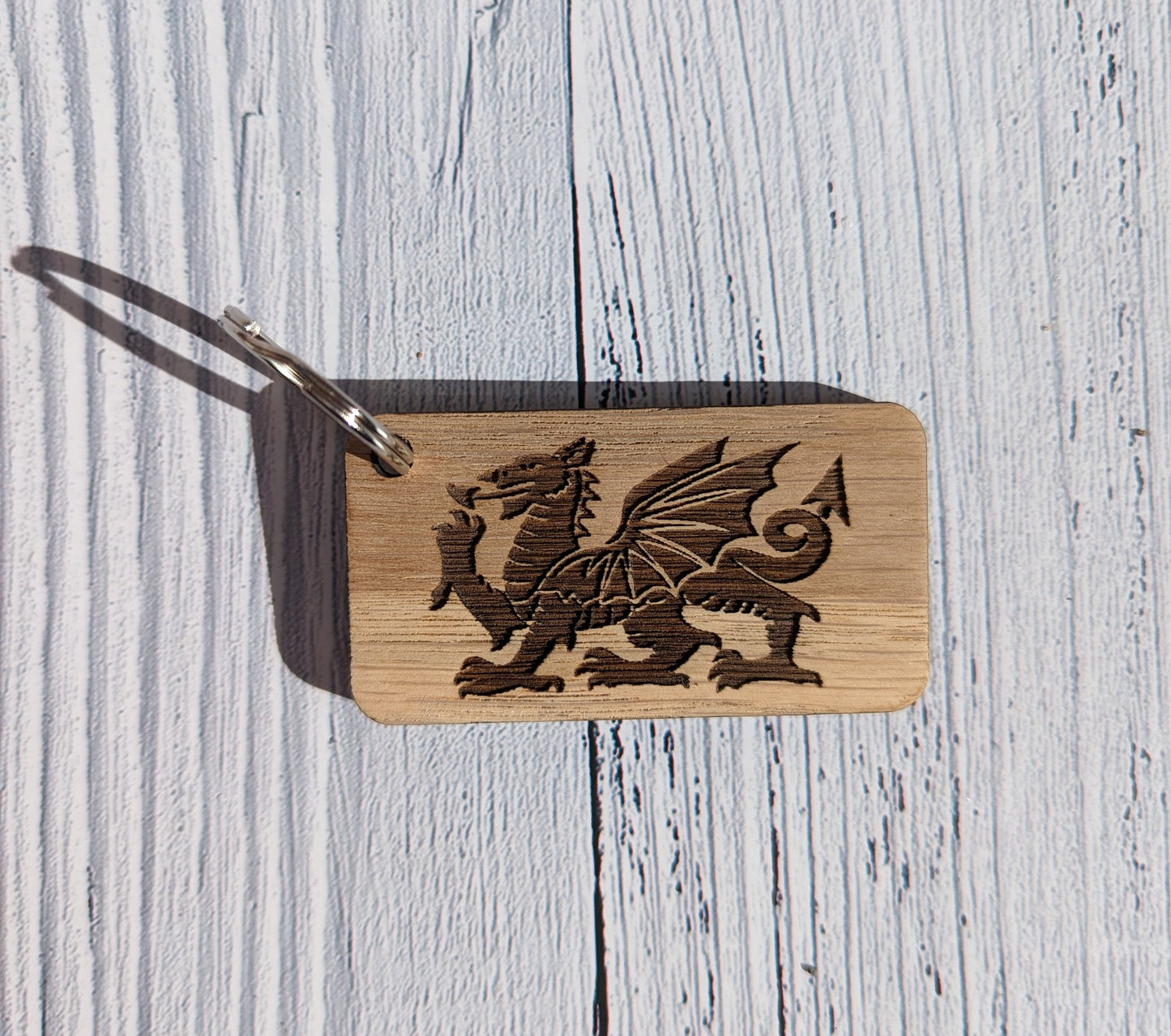 Personalised Patriotic Welsh Keyrings with Welsh Dragon and Phrases