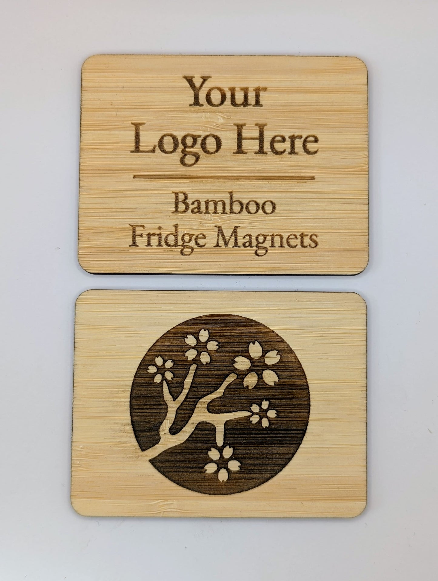 Personalised Fridge Magnets, Bamboo, Custom Fridge Magnets, Logo Fridge Magnets - Sustainable Business Promotional Items - 3 sizes