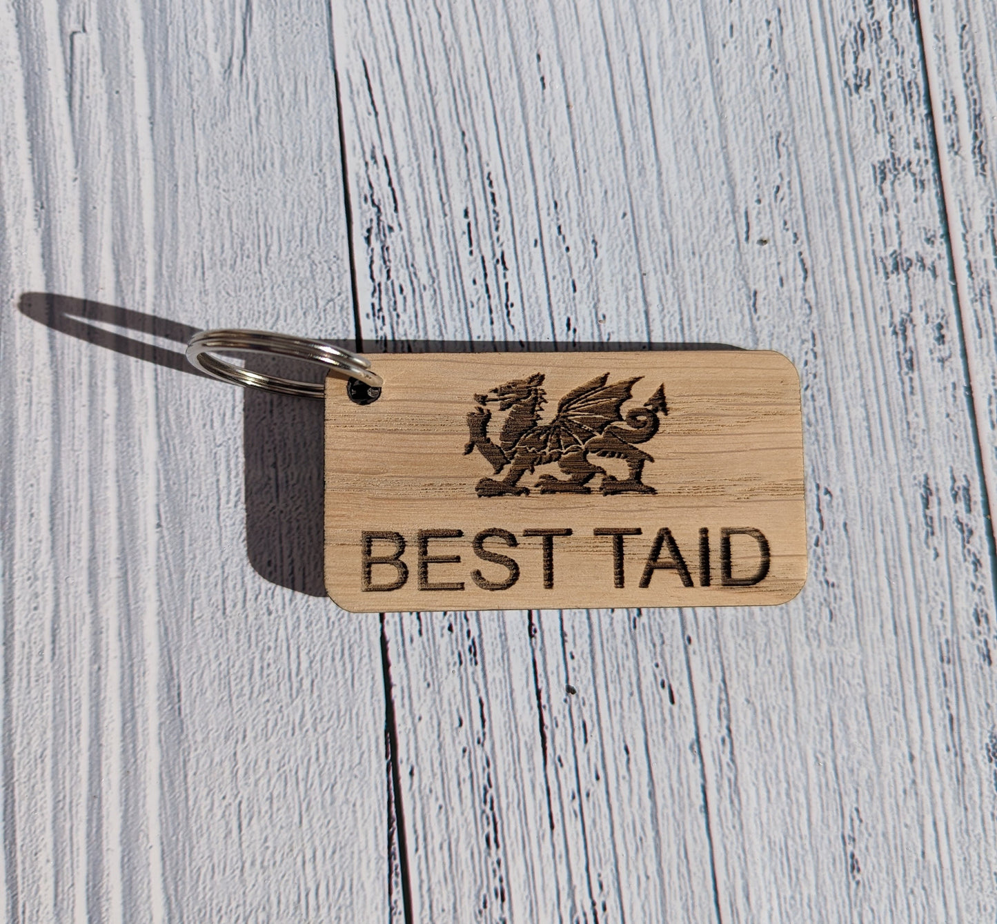 Personalised Patriotic Welsh Keyrings with Welsh Dragon and Phrases