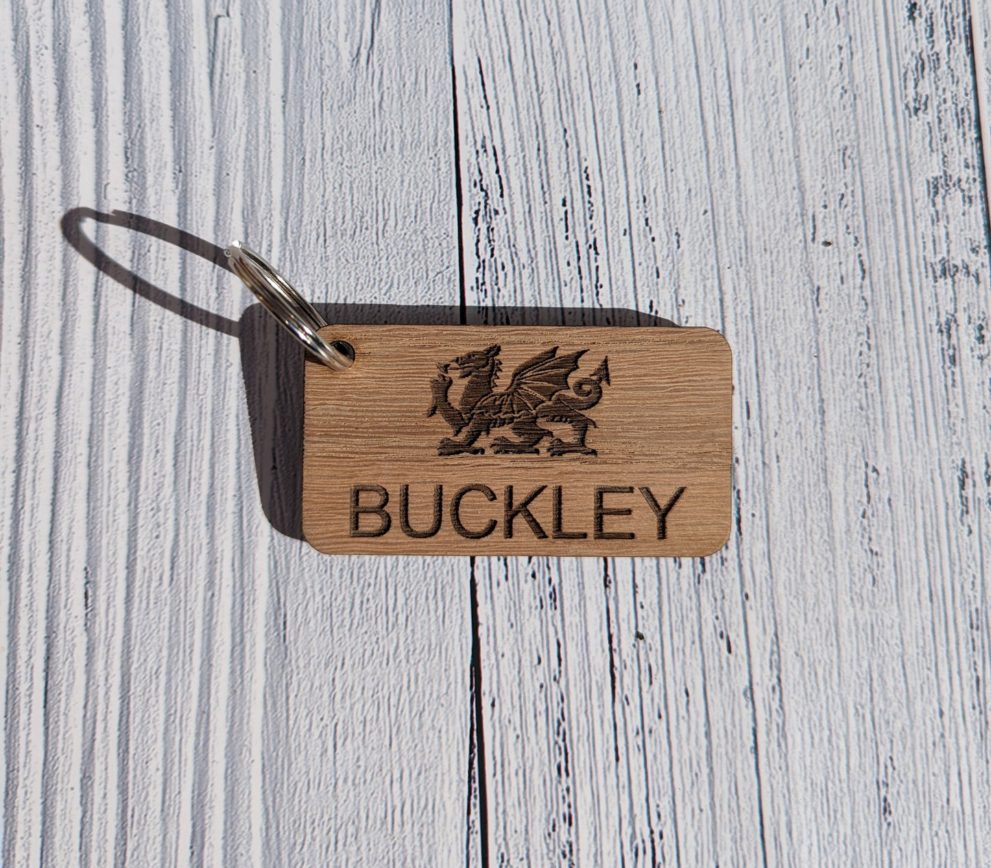 Personalised Patriotic Welsh Keyrings with Welsh Dragon and Phrases