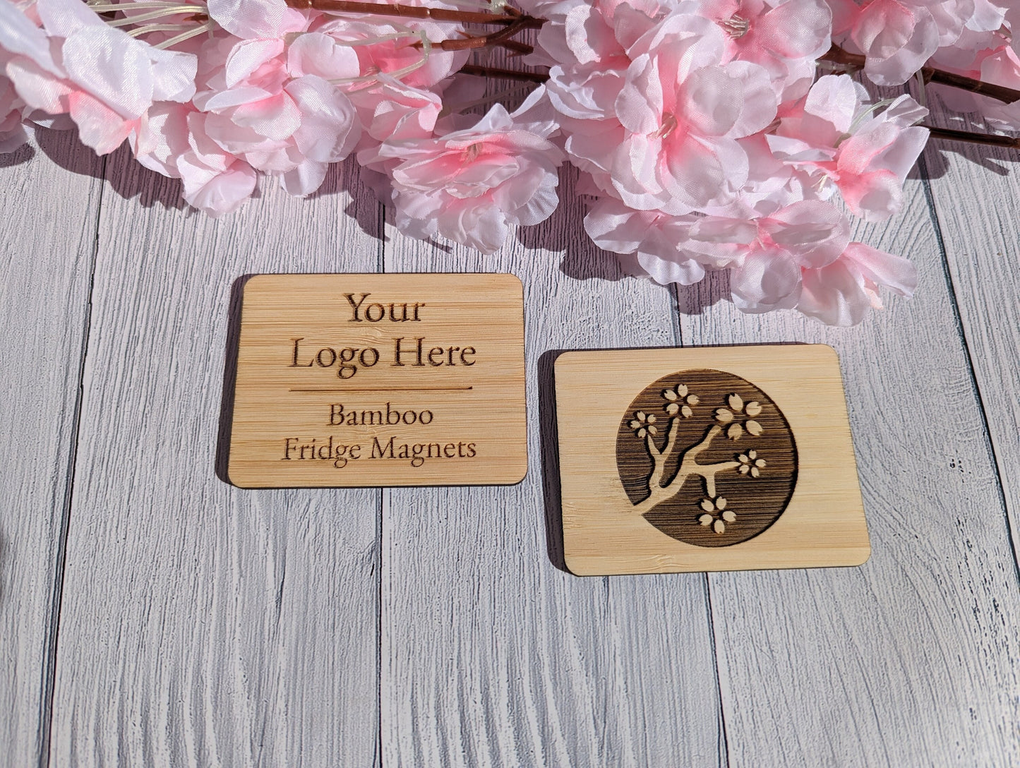 Personalised Fridge Magnets, Bamboo, Custom Fridge Magnets, Logo Fridge Magnets - Sustainable Business Promotional Items - 3 sizes