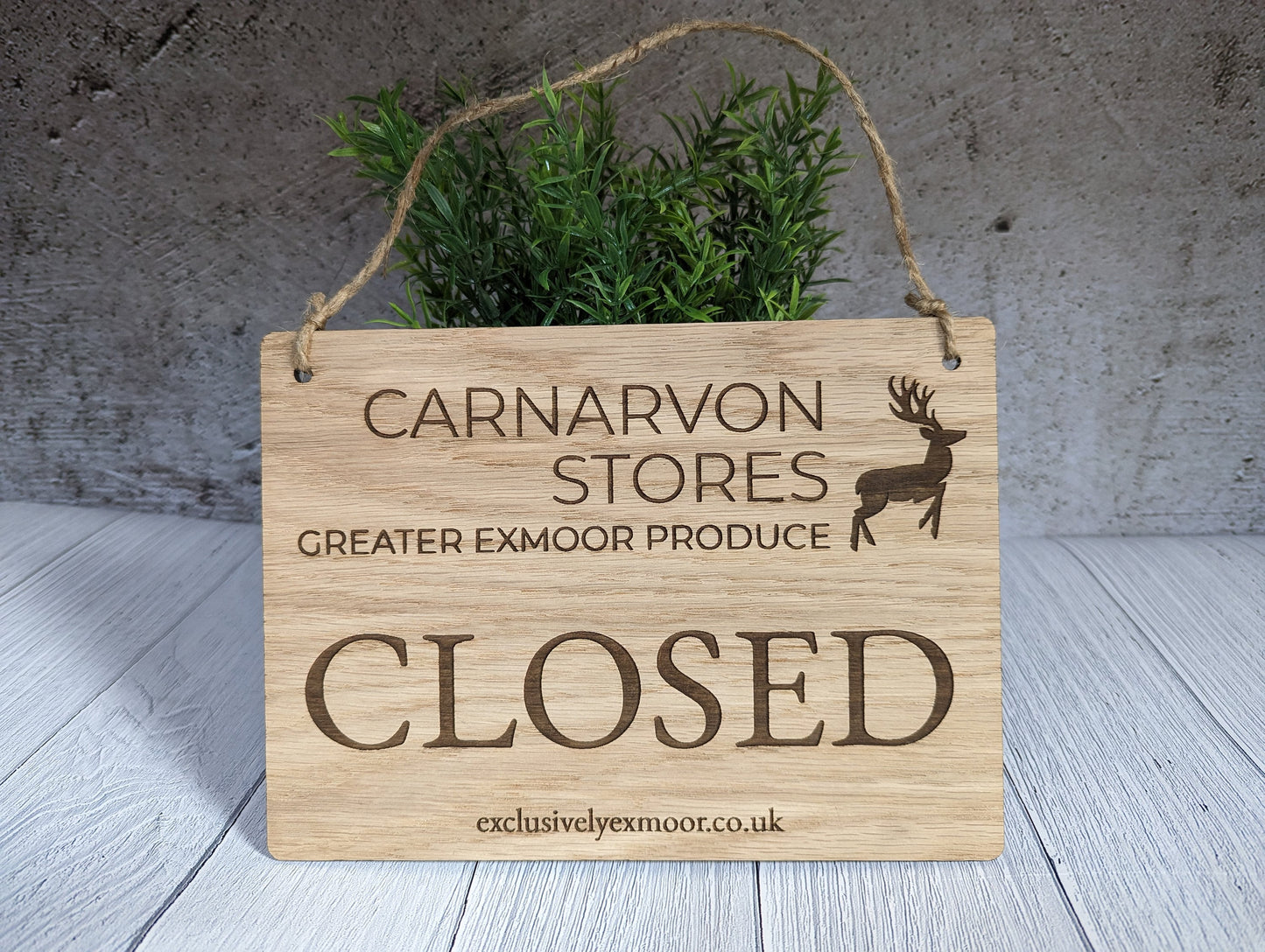 Personalised Wooden Open and Closed Sign for Business - Eco-friendly 2 Sided Oak Veneered MDF with Rustic String for Hanging