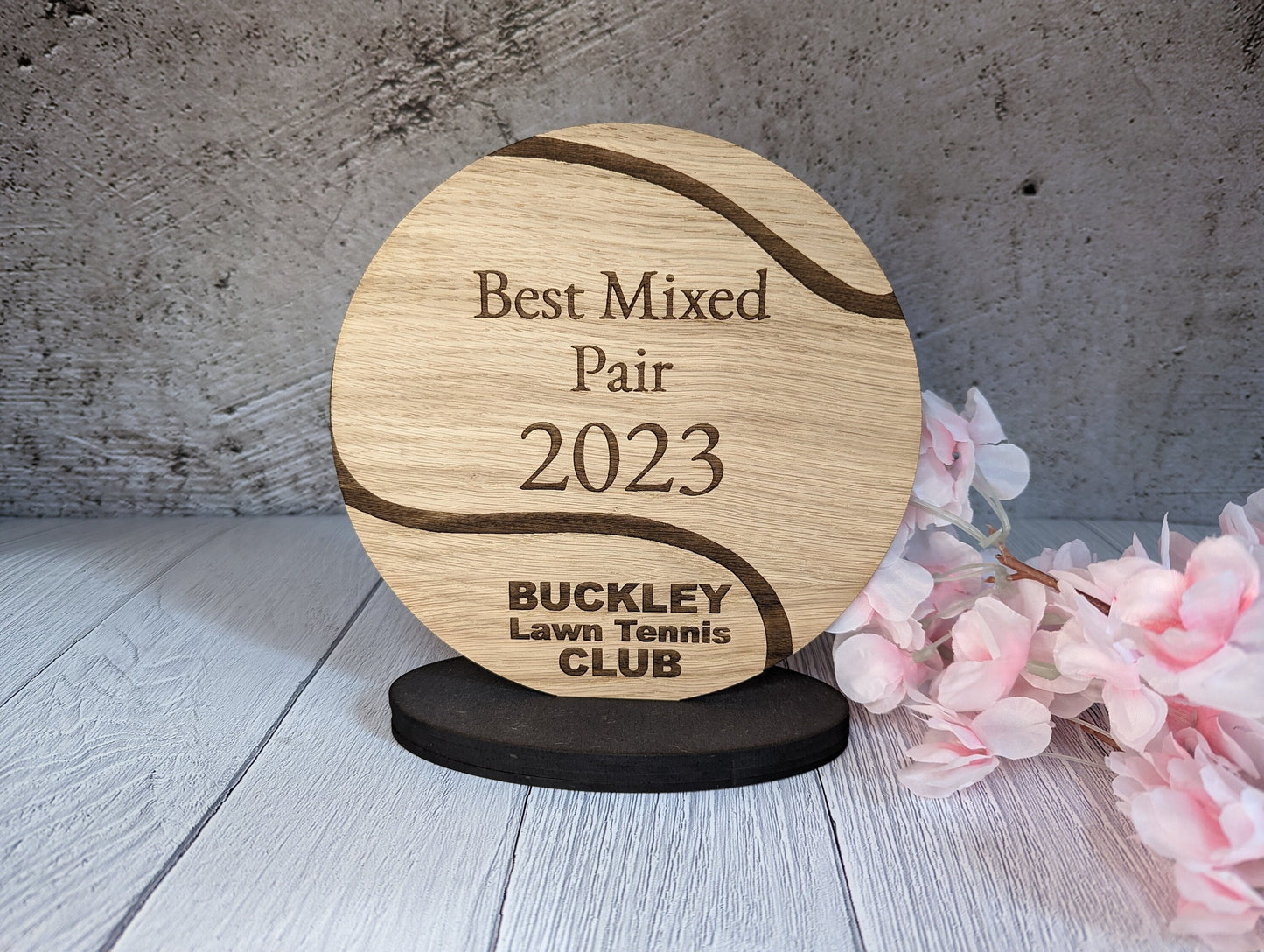 Personalised Wooden Tennis Trophies | Tennis Ball Shaped Award for Clubs & Events