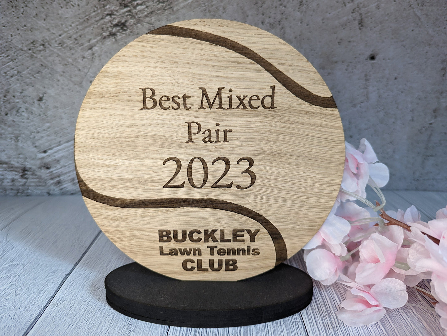 Personalised Wooden Tennis Trophies | Tennis Ball Shaped Award for Clubs & Events