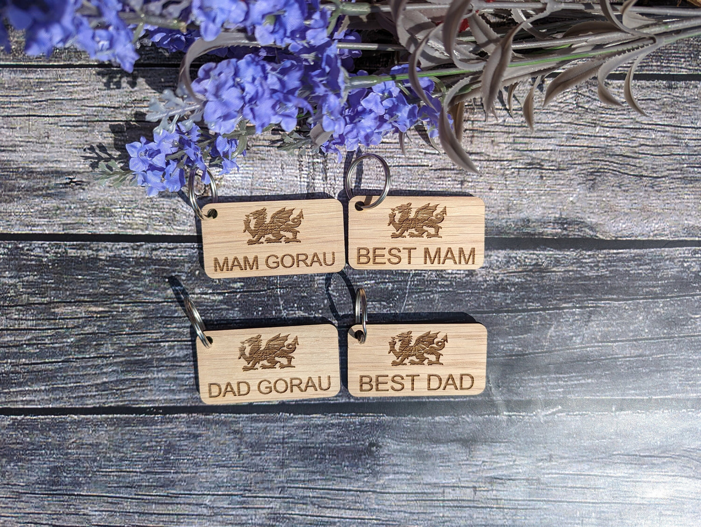 Welsh Keyrings, Best Dad, Best Mam, Dad Gorau, Mam Gorau, with Welsh Dragon, Welsh Gifts, Mother's Day Gift, Father's Day Gift