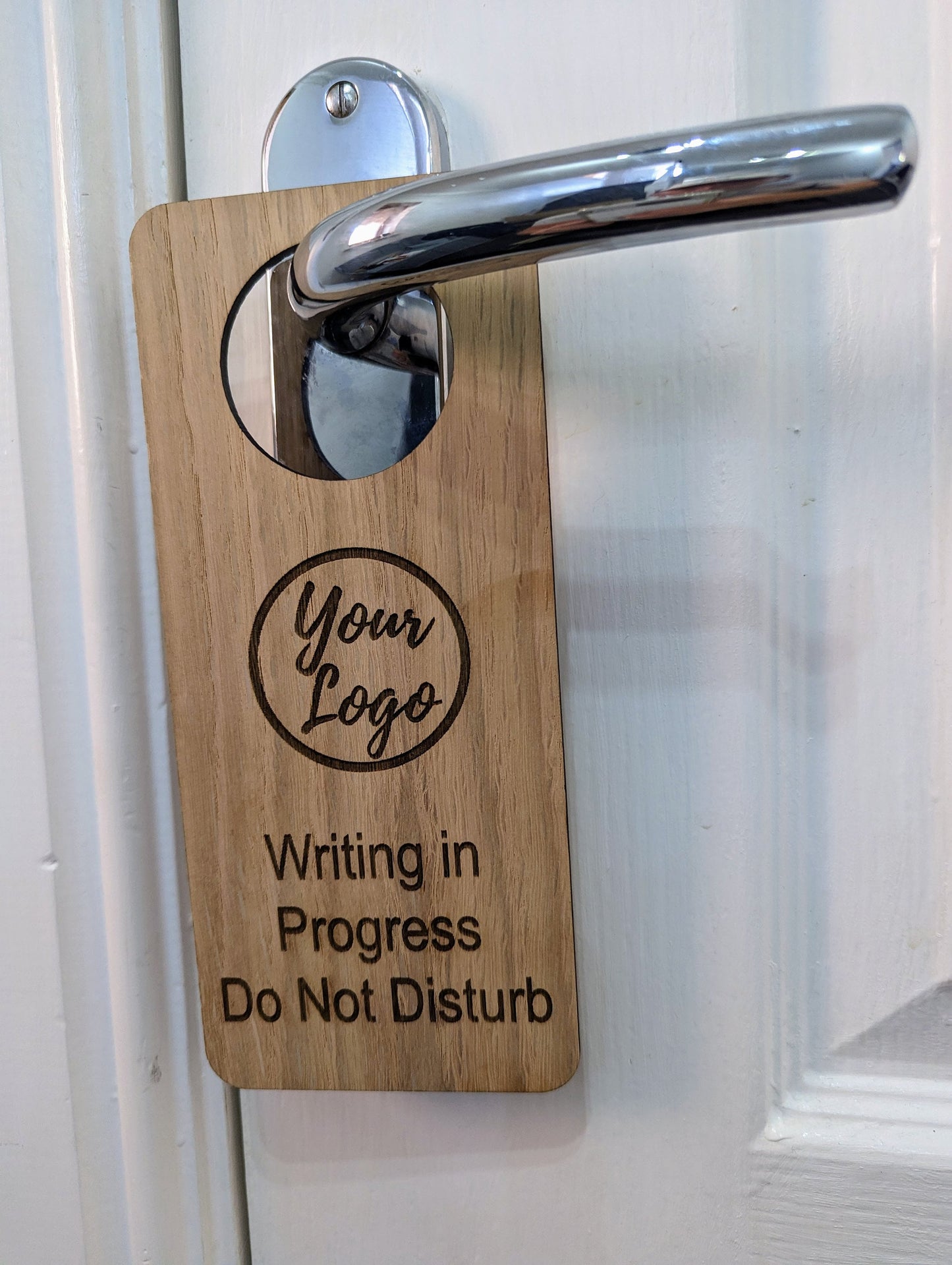 Writing in Progress, Do Not Disturb - Door Hanger, Personalised Sign, Room Sign, Study Room Sign, Oak Plaque, Logo Door Sign