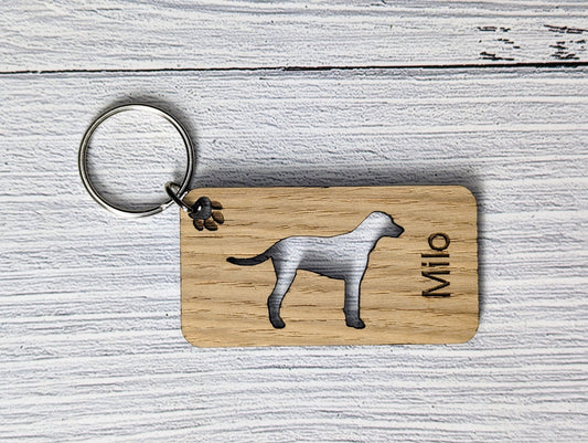 Personalised Dalmatian Wooden Keyring | Oak Dog Keychain | Gift For Dalmatian Parent | Doggy Key Tag Gift