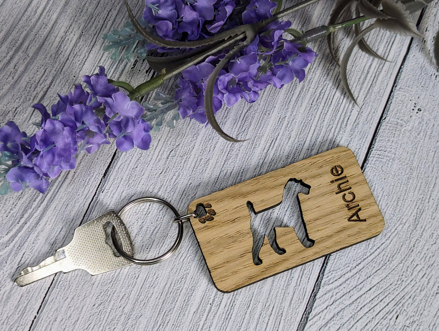 Personalised Irish Terrier Wooden Keyring | Oak Dog Keychain | Gift For Irish Terrier Parent | Doggy Key Tag Gift