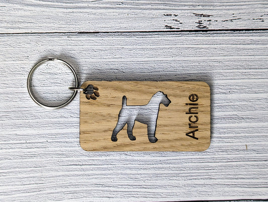 Personalised Irish Terrier Wooden Keyring | Oak Dog Keychain | Gift For Irish Terrier Parent | Doggy Key Tag Gift