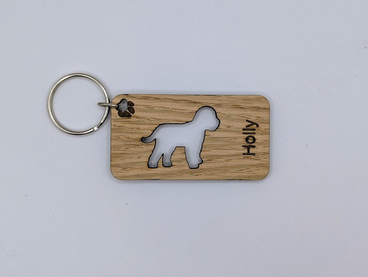 Personalised Cockapoo Wooden Keyring | Oak Dog Keychain | Gift For Cockapoo Parent | Doggy Key Tag Gift