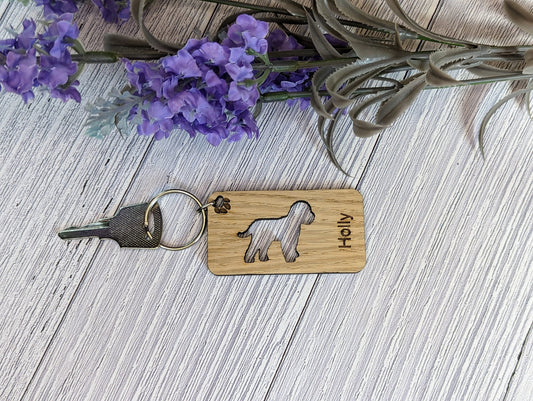 Personalised Cockapoo Wooden Keyring | Oak Dog Keychain | Gift For Cockapoo Parent | Doggy Key Tag Gift