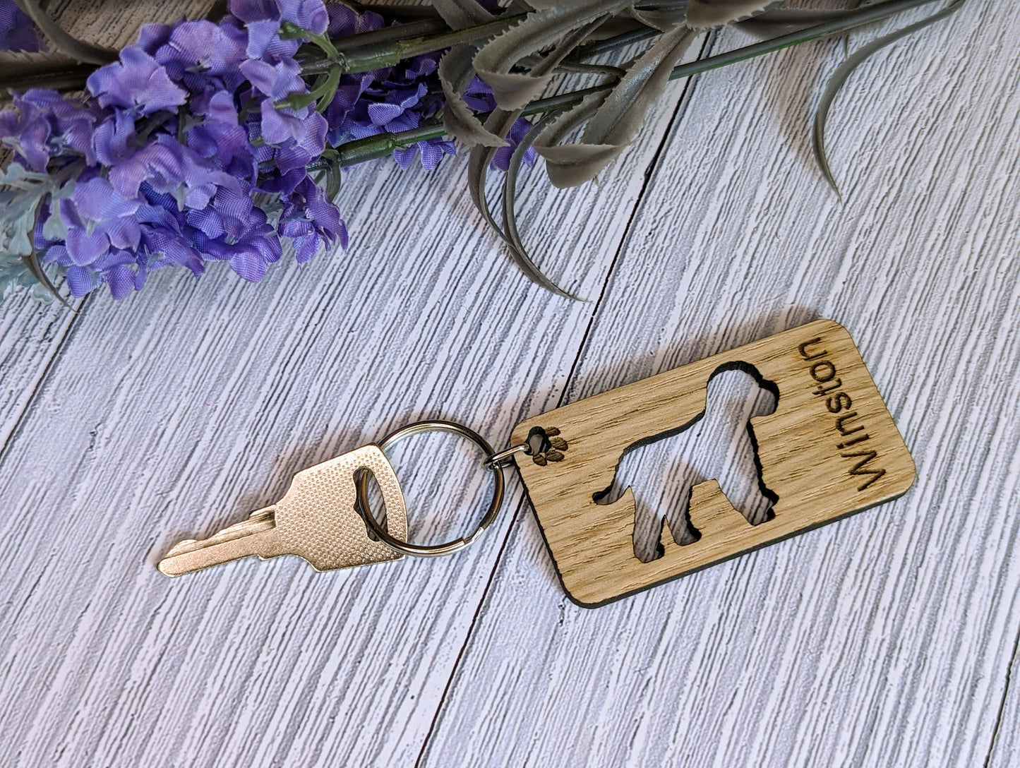 Personalised Cavapoo Wooden Keyring | Oak Dog Keychain | Gift For Cavapoo Parent | Doggy Key Tag Gift