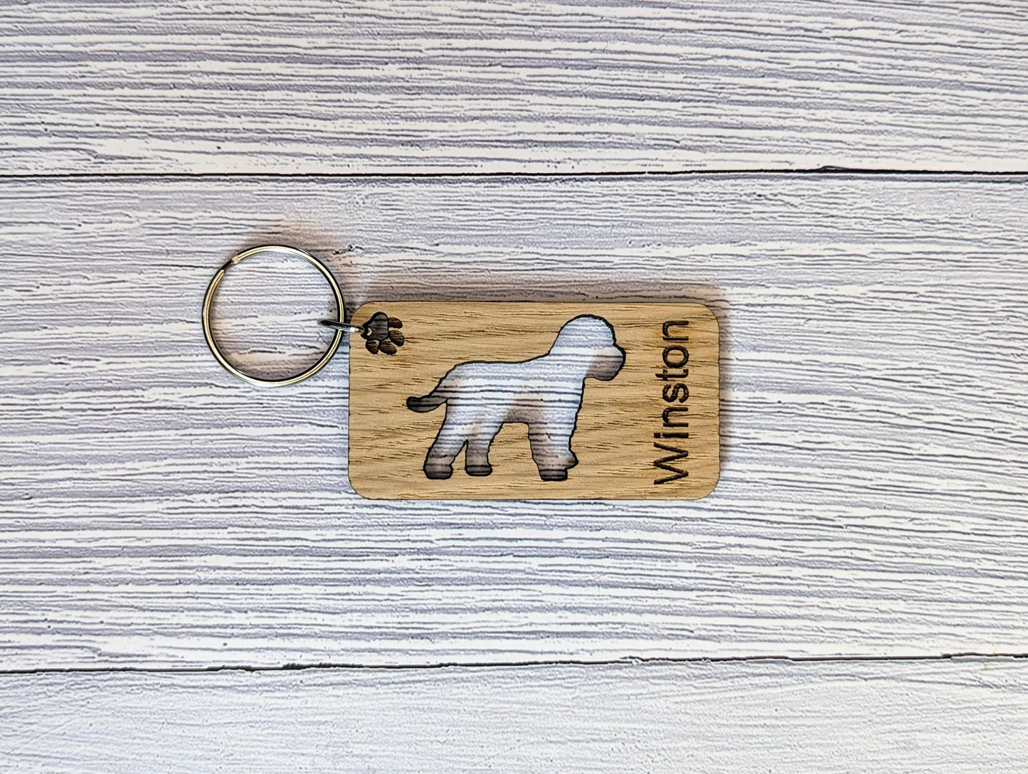 Personalised Cavapoo Wooden Keyring | Oak Dog Keychain | Gift For Cavapoo Parent | Doggy Key Tag Gift