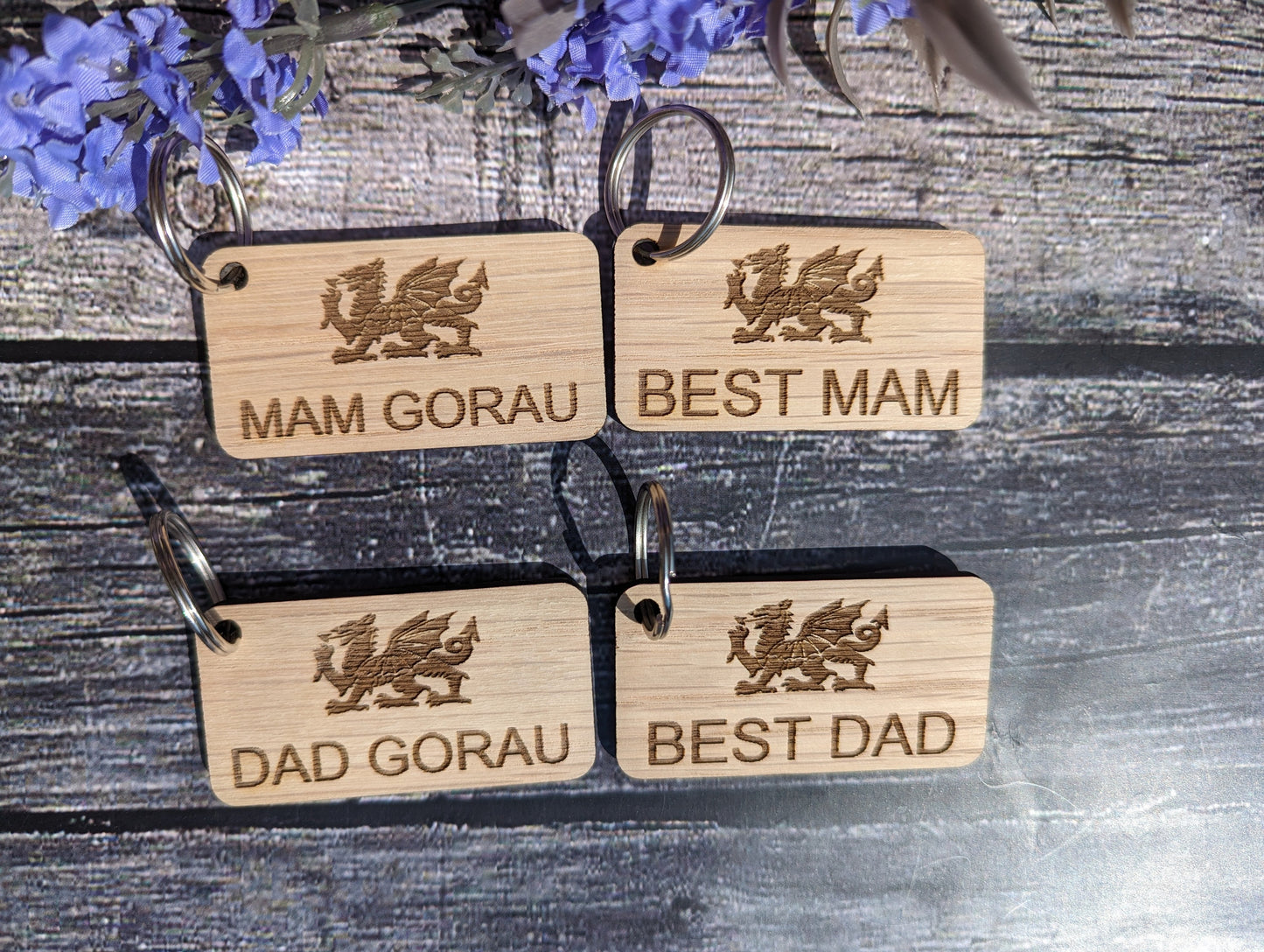 Welsh Keyrings, Best Dad, Best Mam, Dad Gorau, Mam Gorau, with Welsh Dragon, Welsh Gifts, Mother's Day Gift, Father's Day Gift