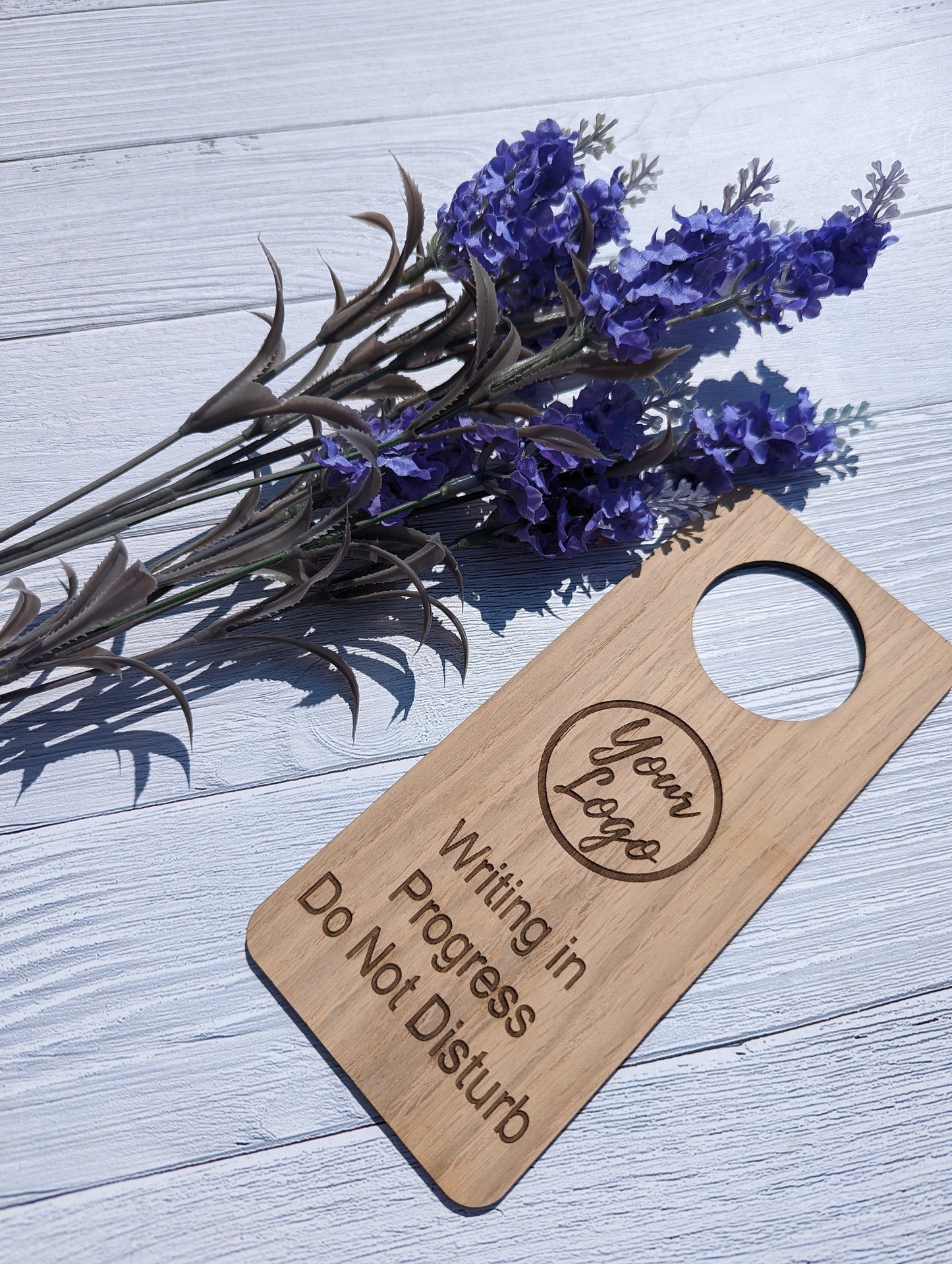 Writing in Progress, Do Not Disturb - Door Hanger, Personalised Sign, Room Sign, Study Room Sign, Oak Plaque, Logo Door Sign