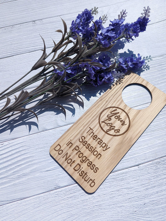 Therapy Session in Progress, Do Not Disturb - Door Hanger, Personalised Therapist Sign, Room Sign, Study Room Sign, Office Sign, Oak Plaque