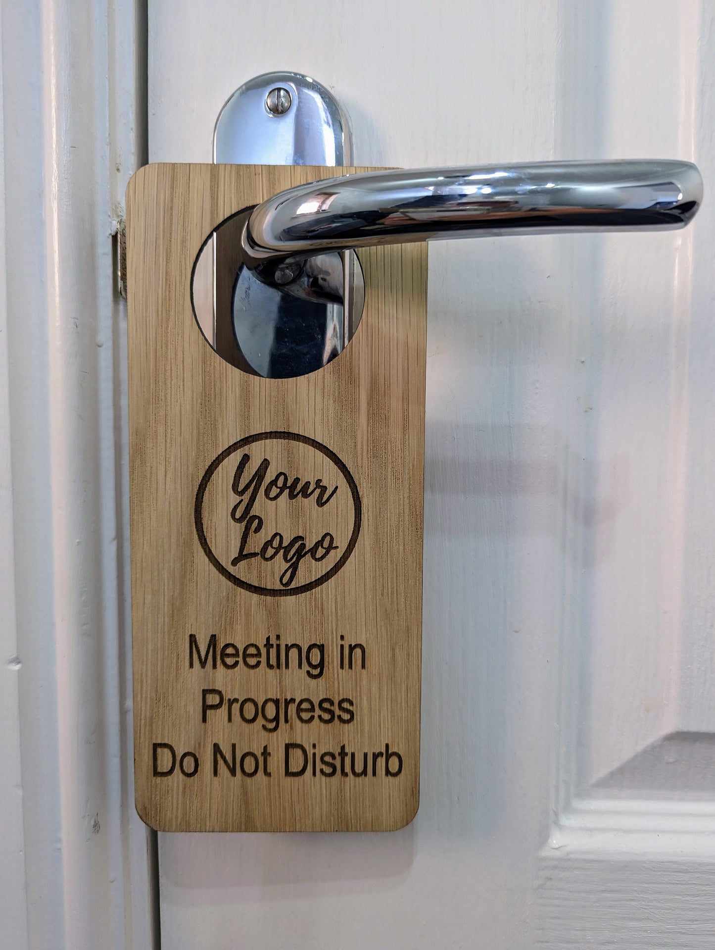 Meeting in Progress, Do Not Disturb - Wooden Door Hanger, Personalised Sign, Private Discussion, Meeting Decor, Conference Sign