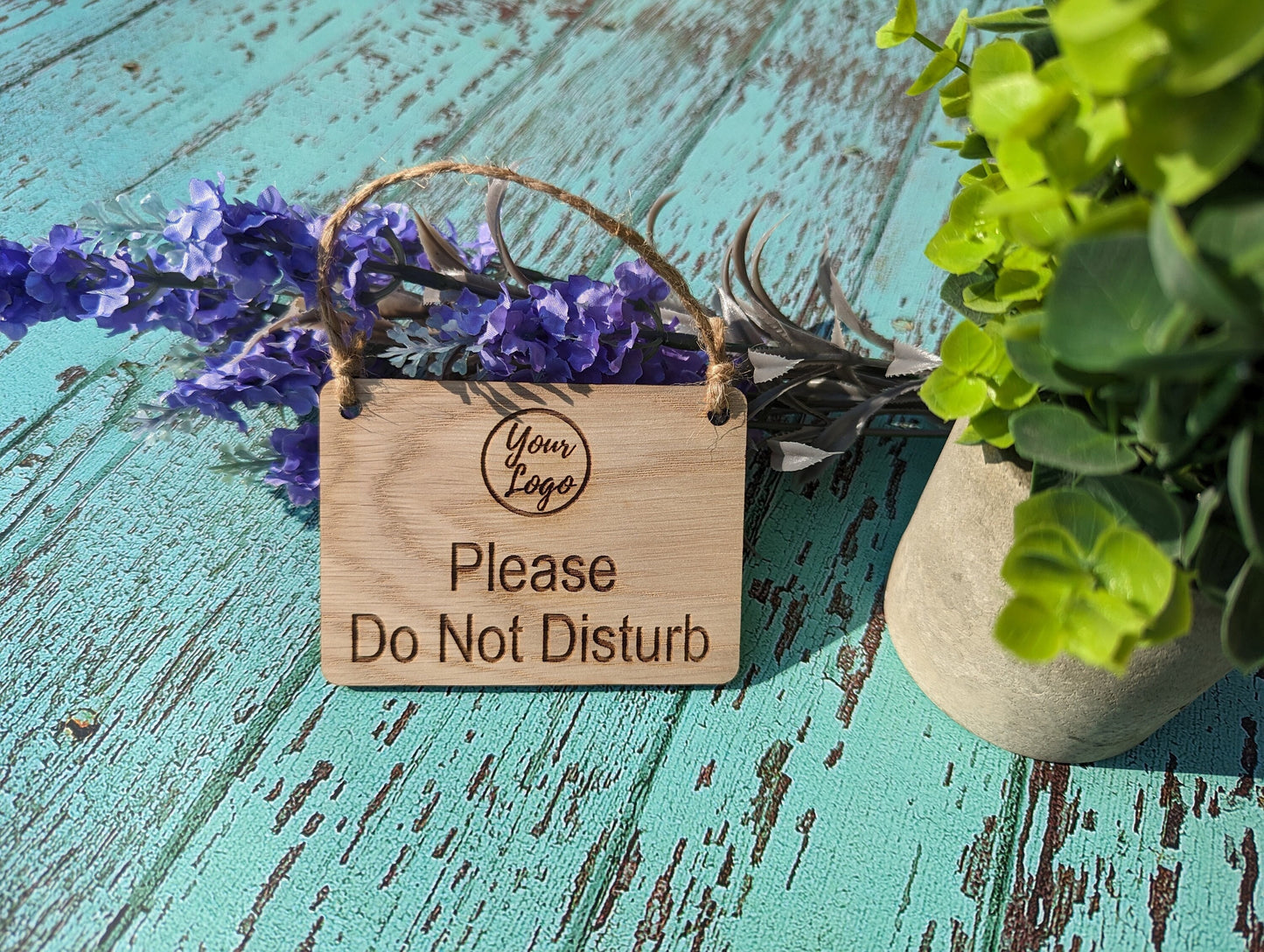 Personalised "Please Do Not Disturb" Hanging Sign - 4 Sizes, Add Your Text or Logo, Personalised Wooden Hanging Sign, Door Sign