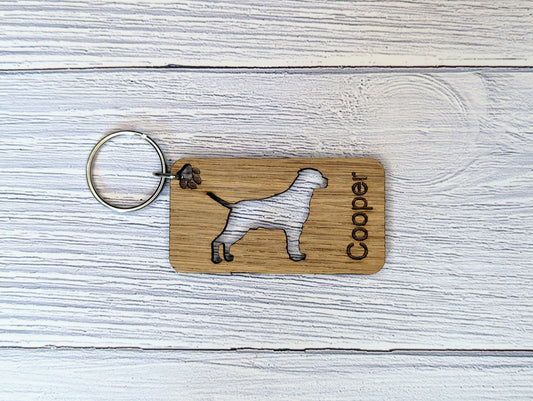 Personalised Rottweiler Wooden Keyring | Oak Dog Keychain | Gift For Rottweiler Parent | Doggy Key Tag Gift