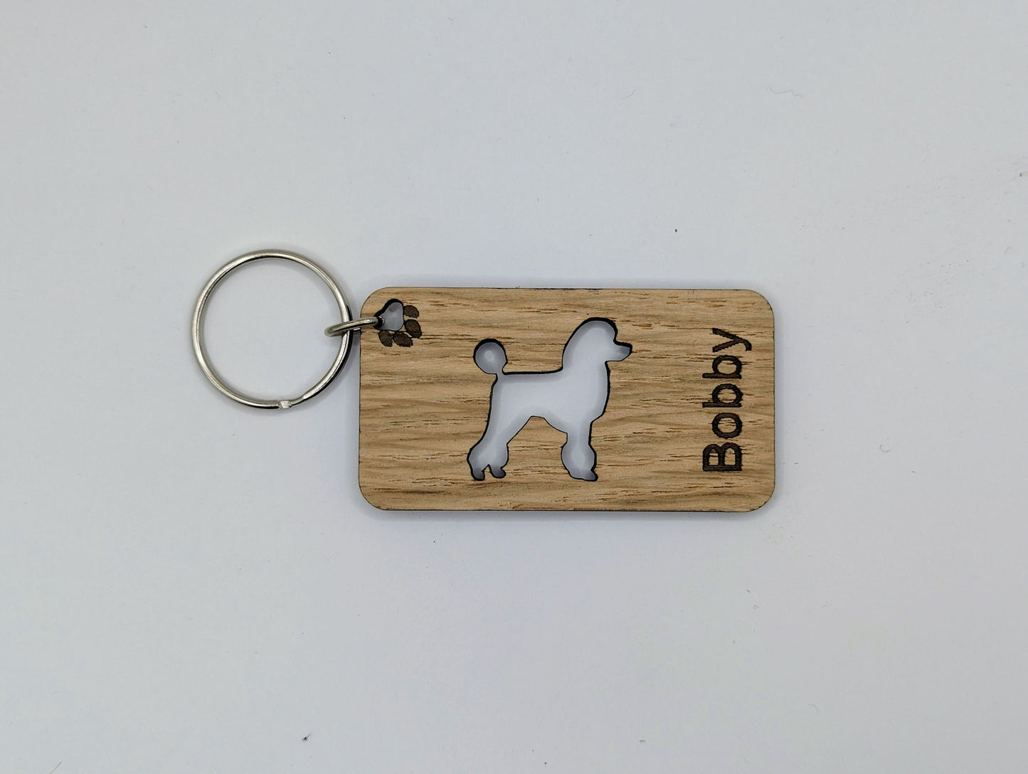 Personalised Poodle Wooden Keyring | Oak Dog Keychain | Gift For Poodle Parent | Doggy Key Tag Gift