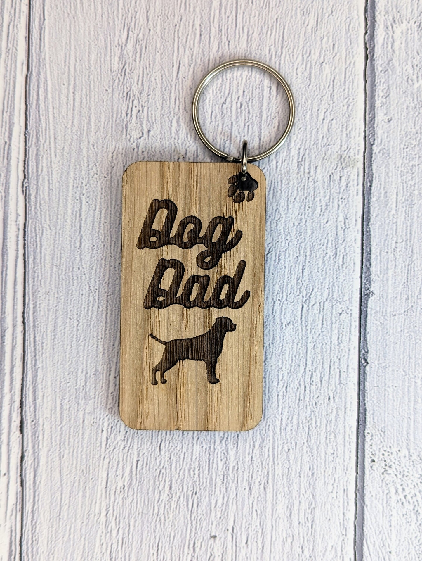 Personalised Rottweiler Dog Dad Wooden Keyring | Oak Dog Keychain | Gift For Rottweiler Parent | Doggy Key Tag Gift