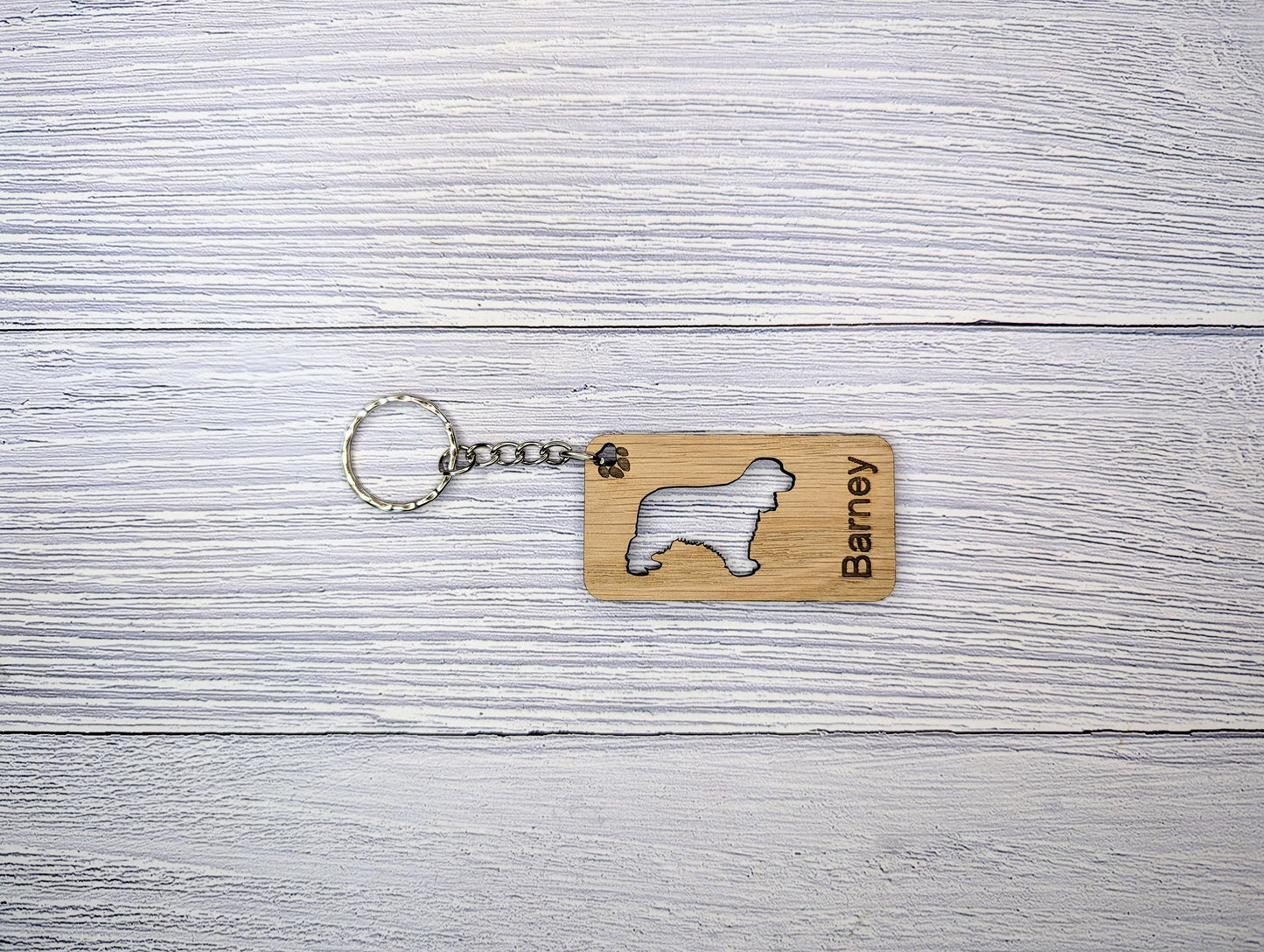 Personalised Cocker Spaniel Wooden Keyring | Oak Dog Keychain | Gift For Cocker Spaniel Parent | Doggy Key Tag Gift