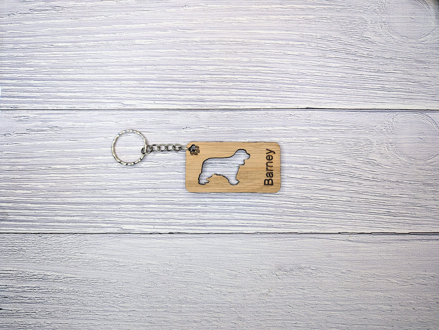 Personalised Cocker Spaniel Wooden Keyring | Oak Dog Keychain | Gift For Cocker Spaniel Parent | Doggy Key Tag Gift