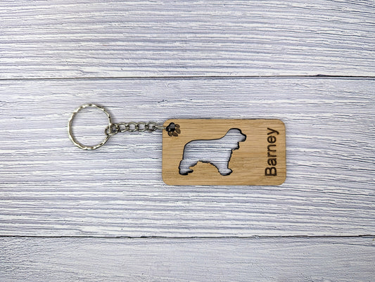 Personalised Cocker Spaniel Wooden Keyring | Oak Dog Keychain | Gift For Cocker Spaniel Parent | Doggy Key Tag Gift